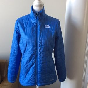 Marmot bud light packable jacket blue womens